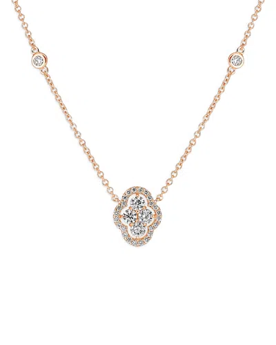 Piranesi 18k Rose Gold Maison Diamond Halo Cluster Pendant Necklace, 16-17