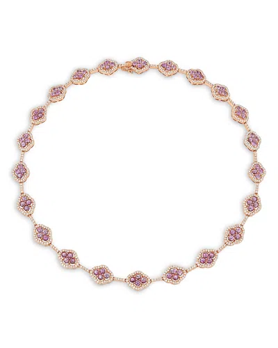 Piranesi 18k Rose Gold Maison Pink Sapphire & Diamonds Collar Necklace, 17