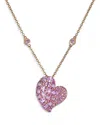 Piranesi 18k Rose Gold Medium Wave Heart Necklace With Pink Sapphires, 4.73 Ct. T. W. In Pink