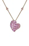 Piranesi 18k Rose Gold Medium Wave Heart Necklace With Pink Sapphires, 4.73 Ct. T. W. In Pink