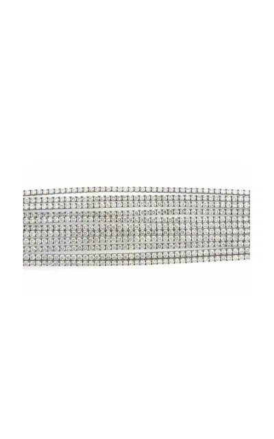 Piranesi 18k White Gold And Diamond 11 Row Tennis Bracelet In Metallic