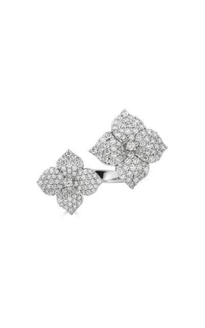 Piranesi 18k White Gold And Diamond Fiore Double Flower Ring In White