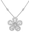 Piranesi 18k White Gold And Diamond Large Classic Flower Necklace
