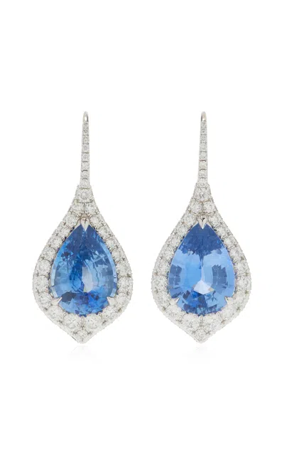 Piranesi 18k White Gold Blue Sapphire And Diamond Earrings