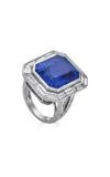 Piranesi 18k White Gold Blue Sapphire Large Octagon Ring