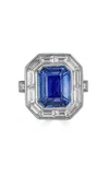 Piranesi 18k White Gold Blue Sapphire Octagon Ring