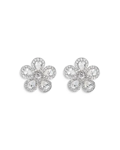 Piranesi 18k White Gold Classic Flower Earrings With Diamonds, 4.42 Ct. T. W.