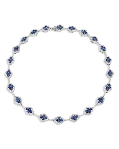 Piranesi 18k White Gold Diamond & Blue Sapphire Maison Necklace, 17
