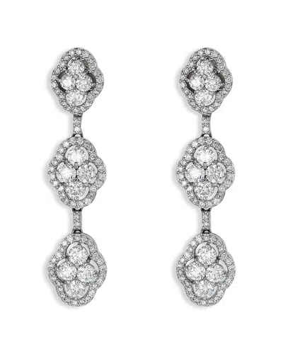 Piranesi 18k White Gold Diamond Maison Three Tier Earrings In Metallic