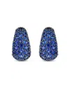 Piranesi 18k White Gold Dome Huggie Hoop Earrings With Blue Sapphires