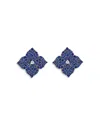 Piranesi 18k White Gold Fiore Blue Sapphire & Diamond Pave Flower Large Stud Earrings In Blue/white