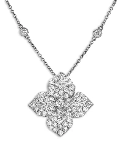 Piranesi 18k White Gold Large Fiore Necklace With Diamonds, 1.87 Ct. T. W.