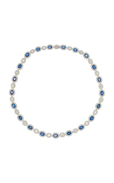 Piranesi 18k White Gold Sapphire And Diamond Necklace In Blue