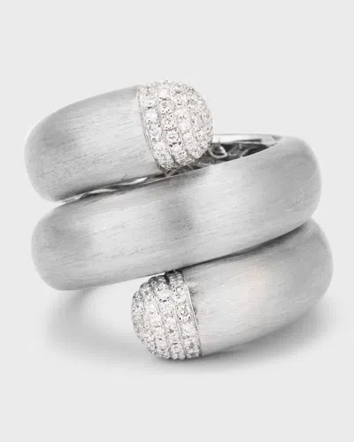 Piranesi 18k White Gold Satin Finish Pave Diamond Swirl Ring In Metallic