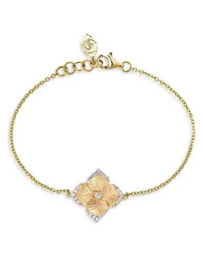 Piranesi 18k Yello Gold Oro Fiore Diamond Flower Link Bracelet