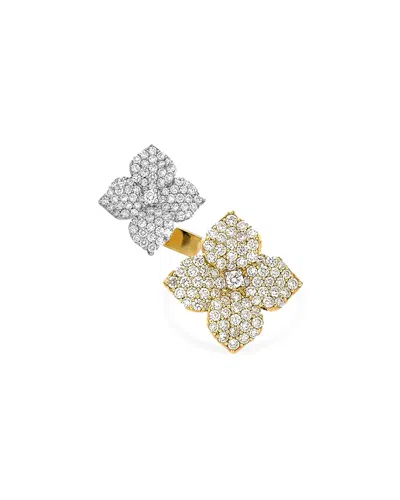 Piranesi 18k Yellow & White Gold Fiore Diamond Double Fiore Open Ring