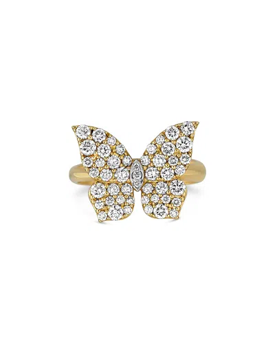 Piranesi 18k Yellow Gold Butterfly Diamond Pave Oro Ring