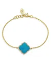 Piranesi 18k Yellow Gold Capri Fiore Bracelet With Turquoise And Diamonds In Blue/gold