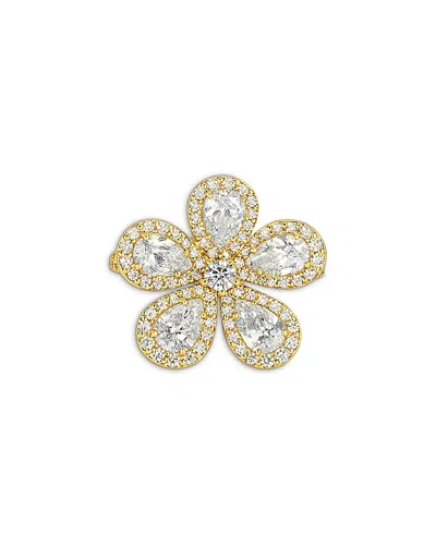 Piranesi 18k Yellow Gold Classic Flower Diamond Pear & Round Statement Ring