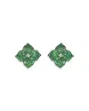 Piranesi 18k Yellow Gold Fiore Tsavorite & Diamond Pave Flower Small Stud Earrings In Green/gold