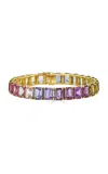 Piranesi 18k Yellow Gold Natural Multicolor Sapphire Bracelet In Purple