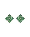 Piranesi 18k Yellow Gold Small Fiore Earrings With Green Tsavorite Garnets And Diamonds In Green/gold