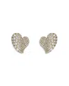 Piranesi 18k Yellow Gold Wave Heart Diamond Pave Stud Earrings In Gold