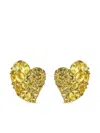 Piranesi Small 18k Yellow Gold Heart Wave Sapphire Earrings In Gold
