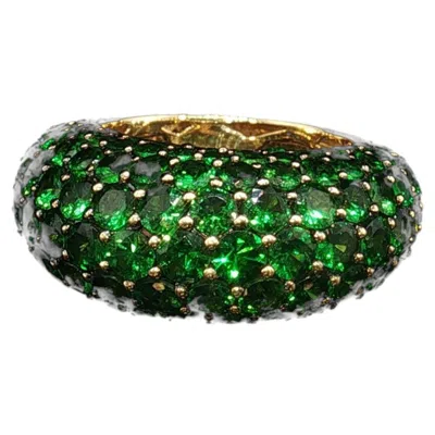 Pre-owned Piranesi Vintage  Tsavorite Garnet Pavé Dome Ring 18k Gold Designer Ring Sz 6.5 In Multi