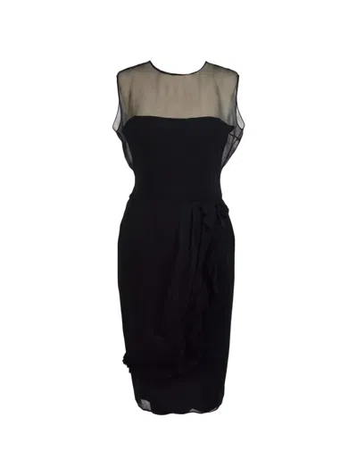 Pre-owned Pirovano Vintage 1960s Ruffle-trim Sleeveless Midi Dress In Black