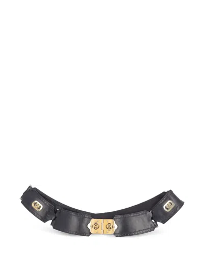 Pre-owned Pirovano Vintage Decorative Leather Belt In Black