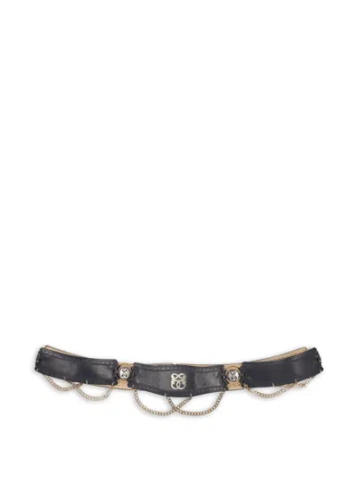 Pre-owned Pirovano Vintage Logo Chain Belt In Black