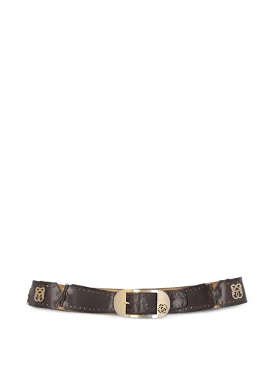 Pre-owned Pirovano Vintage Pierced Leather Belt In Brown