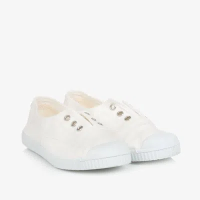 Pisamonas White Canvas Slip-on Trainers