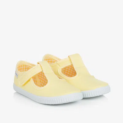 Pisamonas Yellow Canvas T-bar Shoes