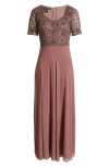 Pisarro Nights Beaded Bodice A-line Gown In New Mauve