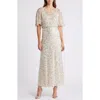Pisarro Nights Beaded Capelet Gown In Champagne