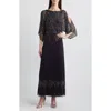 Pisarro Nights Beaded Cold Shoulder Blouson Cocktail Dress In Eggplant
