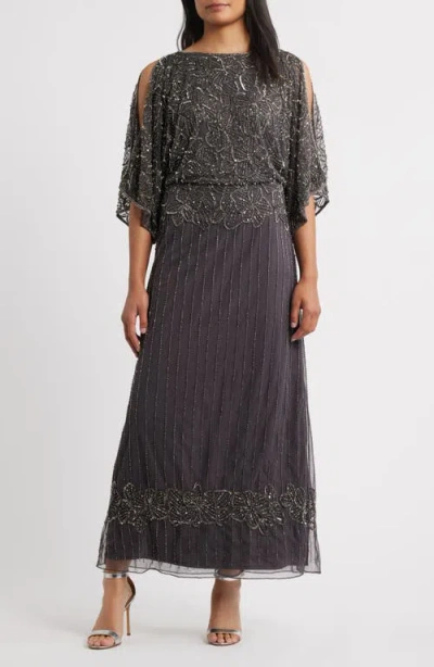 Pisarro Nights Beaded Cold Shoulder Gown In Black