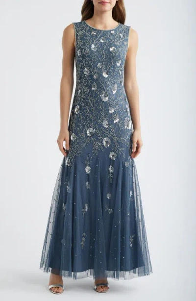 Pisarro Nights Beaded Godet Hem Cocktail Dress In Multi
