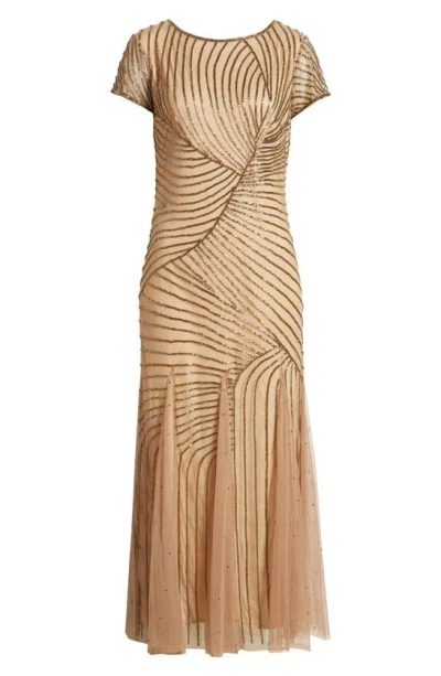 Pisarro Nights Beaded Gown In Beige 250