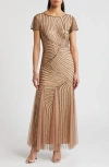 Pisarro Nights Beaded Gown In Beige