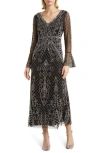 Pisarro Nights Beaded Long Sleeve Gown