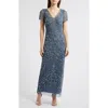 Pisarro Nights Beaded Mesh Column Gown