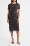 Pisarro Nights Beaded Midi Cocktail Dress In Multi