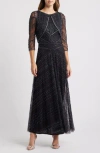 Pisarro Nights Beaded Gown With Long Sleeve Jacket