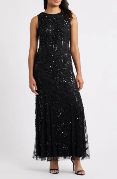 Pisarro Nights Beaded Sleeveless Gown In Black