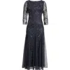 Pisarro Nights Beaded Tulle A-line Gown In Blue