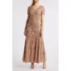 Pisarro Nights Beaded Tulle Gown In Mocha