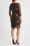 Pisarro Nights Beaded V-neck Cocktail Dress In Black